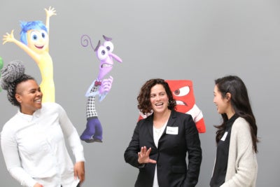 Nikki Katz talks with CODE: Rosie participants Leilenah Mamea and Christine Kang.