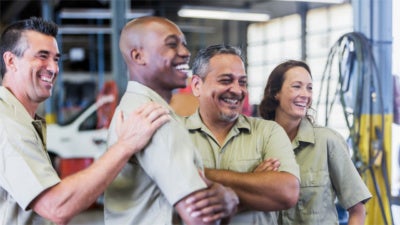 A group of smiling workers