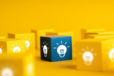 Lightbulb and lamp icon for creative leadership business concept