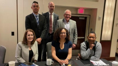 Maureen Conway, Sean Elo-Rivera, Peter Callstrom, Angela Hanks, and Kim Mitchell speak at the San Diego Regional Chamber of Commerce 2022 Mission to Washington D.C. on March 29, 2022.
