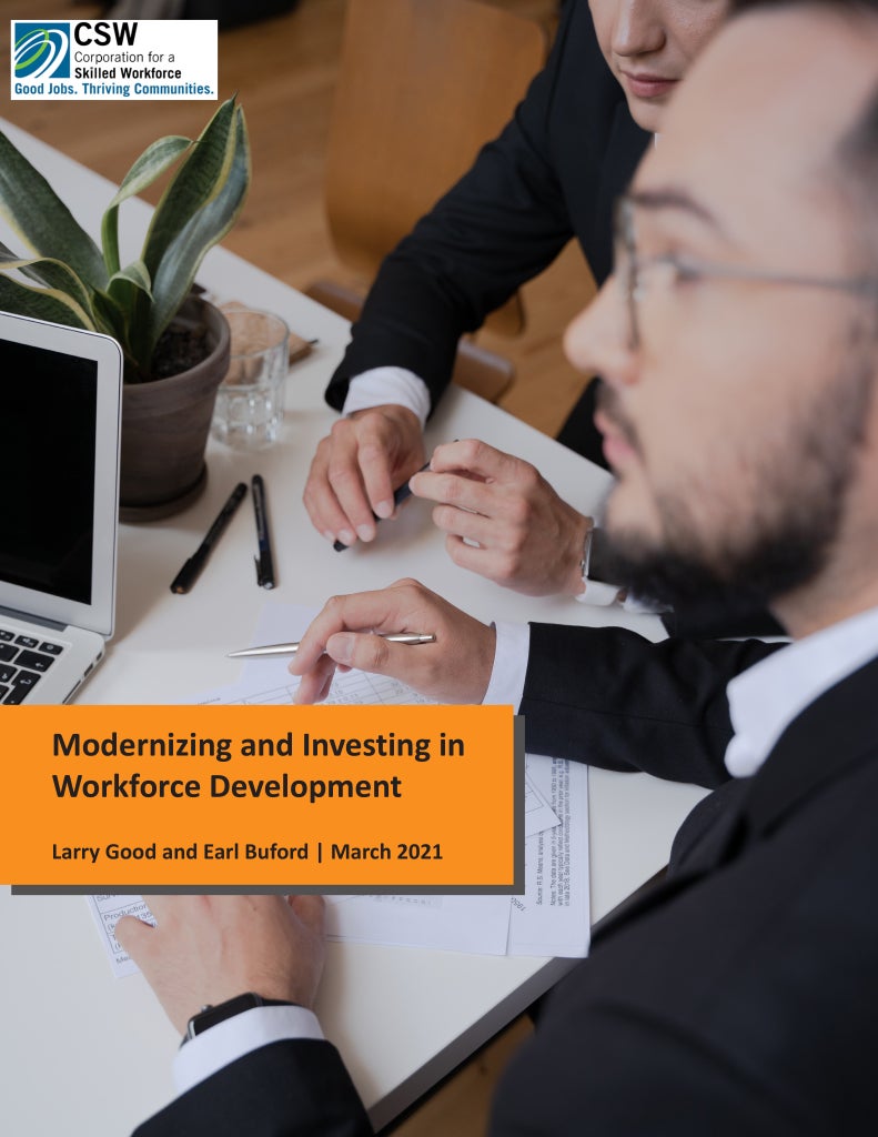 Cover page: "Modernizing and Investing in Workforce Development"