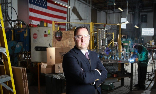 Photo of Drew Greenblatt (President, Marlin Steel) in his factory
