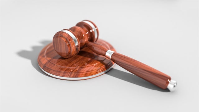 Gavel on white background