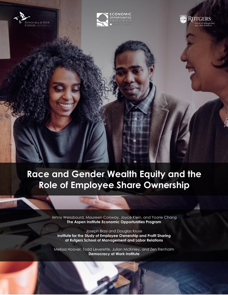 Cover Page for the publication "Race and Gender Wealth Equity and the Role of Employee Share Ownership"