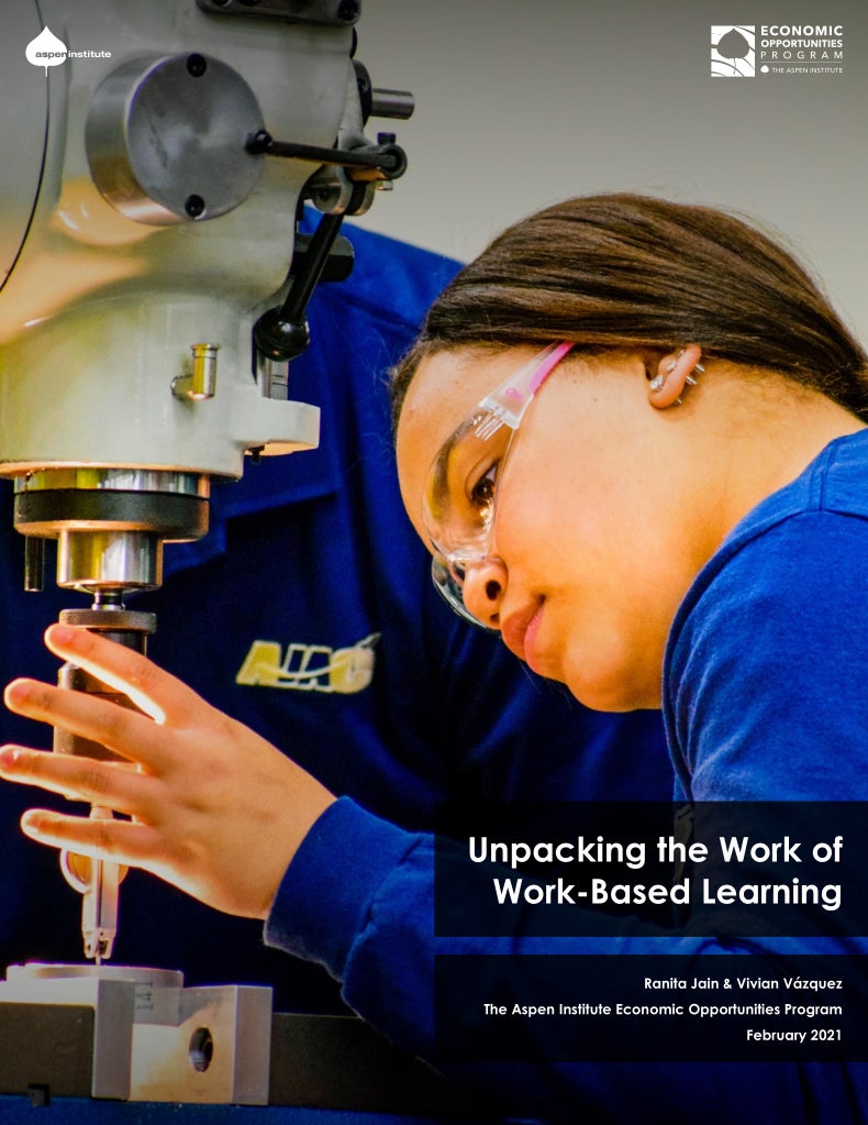 Cover page for the report "Unpacking the Work of Work-Based Learning"