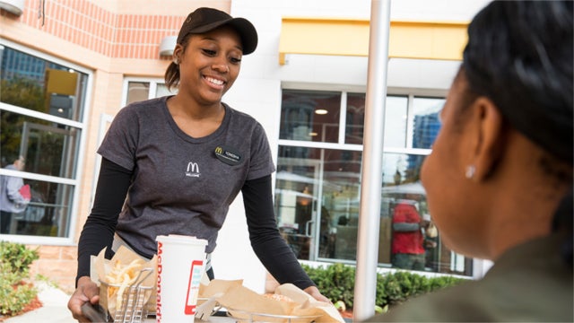 Smiling McDonald's employee