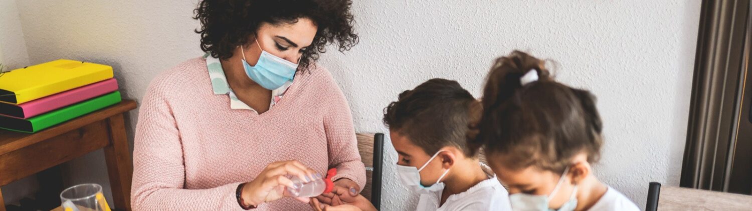 Child care worker with two young kids