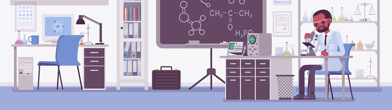 Illustration of Black scientist in white coat