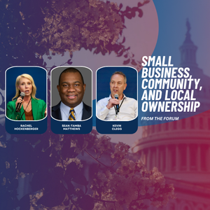 Graphic image featuring headshots of three speakers: Rachel Hockenberger, Sean-Tamba Matthew, and Kevin Clegg.