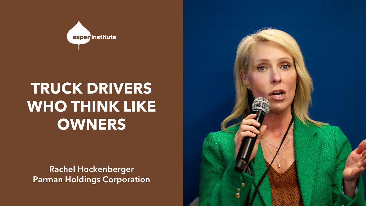 Image of Rachel Hockenberger with text that reads "Truck drivers who think like owners."