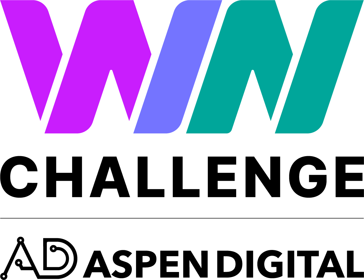 The WIN Challenge logo in a lockup with Aspen Digital's logo.