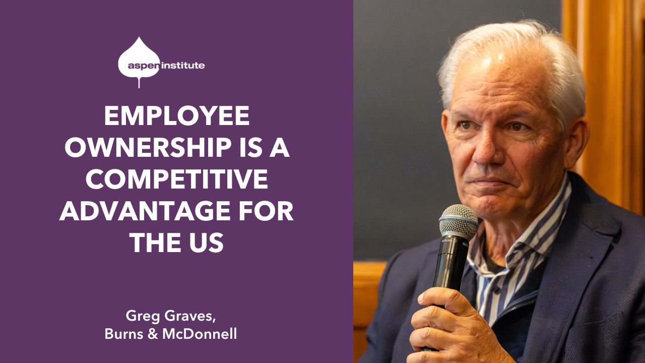 Image of Greg Graves with a purple graphic that reads "Employee Ownership Is a Competitive Advantage for the US." This image leads to a clip of Greg Graves speaking at the 2025 Employee Ownership Ideas Forum on YouTube.